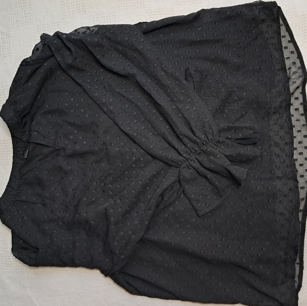 Womens XL long sleeved black sheer tunic top
